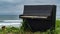 Kamchatka halaktyrsky beach. Piano on the shore of the Pacific Ocean