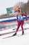 Kamchatka sportswoman biathlete Ivchenko Anastasia skiing on distance biathlon complex. Open regional youth biathlon