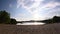 Kamencove jezero alum lake with sandy beach in foreground at evening after rain in june 2018