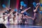 Kamenskoye, Ukraine - October 14, 2018: Championship of the city of Kamenskoye in cheerleading among duets and teams, young