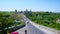 The Kamianets-Podilskyi Castle and the traffic on Castle Bridge, Ukraine