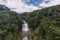 Kamikawa Otaki Waterfall and green forest in Kagoshima, Kyushu,