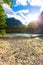 Kamikochi Sun Light Rays Over Mountain Kappa-Bashi