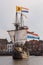 Kampen, The Netherlands - March 30, 2018: VOC ship De Halve Maen at Sail Kampen