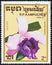 KAMPUCHEA - CIRCA 1988: A stamp printed in Kampuchea from the `Orchids` issue shows Laelia pumila, circa 1988.