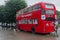 Kamyanets-Podilsky, Ukraine - June 30, 2018: Artistic coffee british-styled bus used like a cafe