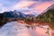 The Kananaskis River at sunset, Alberta, Canada