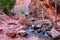 Kanarraville Falls, views from along the hiking trail of falls, stream, river, sandstone cliff formations Waterfall in Kanarra Cre