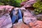 Kanarraville Falls, views from along the hiking trail of falls, stream, river, sandstone cliff formations Waterfall in Kanarra Cre