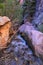 Kanarraville Falls, views from along the hiking trail of falls, stream, river, sandstone cliff formations Waterfall in Kanarra Cre