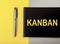 Kanban or lean method in management concept. Word on black notebook
