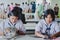 KANCHANABURI THAILAND - FEBRUARY 21 : Unidentified Local instructors teach Thai handicrafts to unidentified students on february