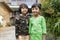Kanchanaburi, Thailand - July 16, 2019 : Unidentified name Mon children at Etong Village, Kanchanaburi - Thailand