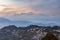 Kanchenjunga range peak after sunset with Darjeeling town