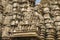 KANDARIYA MAHADEV TEMPLE, Carved entrance top with deities in niches and spires of shikara, Western Group, Khajuraho, Madhya Prade