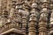 KANDARIYA MAHADEV TEMPLE, Carved entrance top with deities in niches and spires of shikara, Western Group, Khajuraho, Madhya Prade
