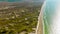 Kandestederne, Denmark - may 22 2022: Panoramic view of the sand dunes, the beach and the wavy North Sea.