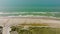 Kandestederne, Denmark, may 22 2022: A panoramic view of the sand dunes, the beach, and the wavy North Sea.