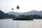 Kandy Lake Island with Palm Trees