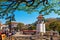 Kandy, Sri Lanka - 5 February 2017: City traffic, Clock tower in downtown Kandy