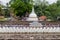 KANDY, SRI LANKA - JULY 19, 2016: White clothed Buddhist devotees at the Temple of Sacred Tooth Relic during Poya Full