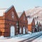 Kanemori Red Brick Warehouse with Snow in winter. landmark and popular for attractions in Hokkaido, Japan.Hakodate, Hokkaido,