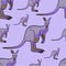 Kangaroo animal is a canada seamless pattern. Raster background. shades of purple