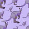 Kangaroo animal is a canada seamless pattern. Vector background. shades of purple