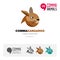 Kangaroo animal concept icon set and modern brand identity logo template and app symbol based on comma sign