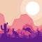 Kangaroo animal silhouette desert savanna landscape design vector illustration