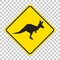 Kangaroo crossing sign isolated on transparent background