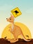 Kangaroo with danger sign