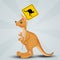 Kangaroo with danger sign