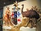 Kangaroo and Emu bird life size stuffed animal for Australia Coat of arms at Arts Centre Melbourne, Australia.