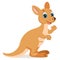 Kangaroo Encounter. Cartoon Australian Animals Vector. Endangered Animals. Cute Wallaroo.