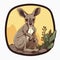 Kangaroo Flat Border Sticker In Cute Anime Style For High Contrast And High Resolution Design