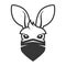 Kangaroo Head with Anti Smoke Mask Icon. Logo on White Background. Vector