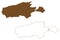 Kangaroo island Great Australian Bight, Commonwealth of Australia map vector illustration, scribble sketch Karta Pintingga or