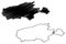 Kangaroo island Great Australian Bight, Commonwealth of Australia map vector illustration, scribble sketch Karta Pintingga or