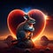 Kangaroo Island Kangaroo hugging heart Kangaroo sitting on a rock in front of a red heart Generative AI animal ai