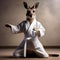A kangaroo in a karate uniform, demonstrating martial arts moves with precision4