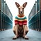 Kangaroo in knitted jumper