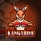 Kangaroo mascot esport logo design.