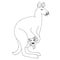 Kangaroo monochrome sketch. Cartoons hand drawn australian animal graphic object isolated design