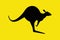 Kangaroo silhouette A black on yellow.