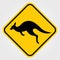 Kangaroo warning sign. Vector illustration