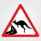 Kangaroo warning sign. Vector illustration