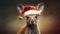 Kangaroo wearing Christmas hat