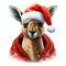 Kangaroo wearing a christmas hat isolated on transparent background