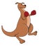 Kangaroo Wearing Red Boxing Gloves Color Illustration